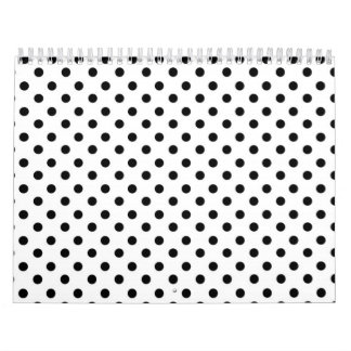 Cute Black White Polka Dots Pattern Calendar