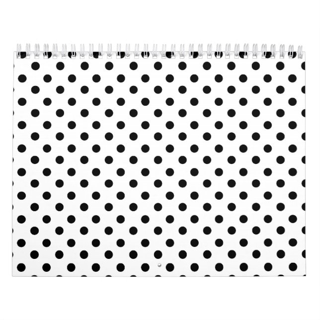 Cute Black White Polka Dots Pattern Calendar (Cover)