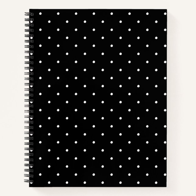 Cute black white polka dots pattern elegant stylis notebook (Front)