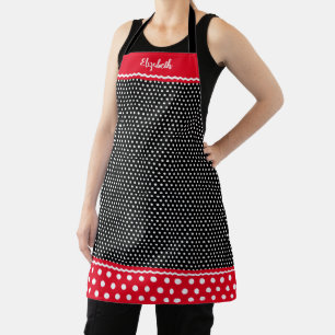 Cute Black White Polkadot Apron