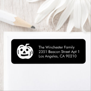 Cute black white pumpkin fun Halloween address