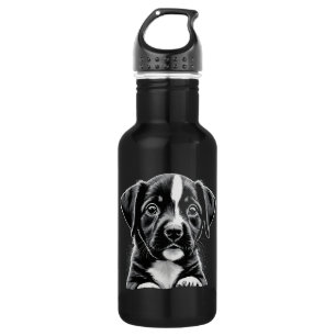 Cute Black & White Puppy – Dog Lover Water Bottle