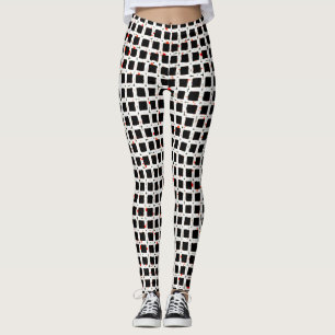 CUTE Black White Red Pattern Chic Leggings