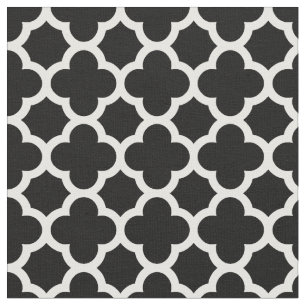 Cute Black White Retro Chic Trellis Pattern Fabric