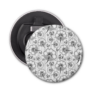 Cute black white seamless flowers patterns bottle opener