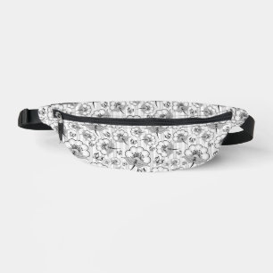 Cute black white seamless flowers patterns bum bags