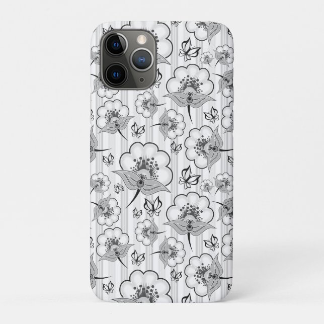 Cute black white seamless flowers patterns Case-Mate iPhone case (Back)