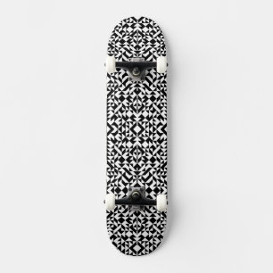 Cute black white seamless geometric lines skateboard