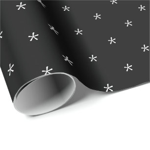 Cute black & white snowflakes pattern Holiday Wrapping Paper