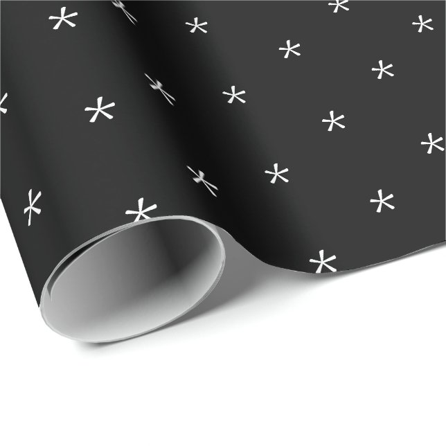 Cute black & white snowflakes pattern Holiday  Wrapping Paper (Roll Corner)