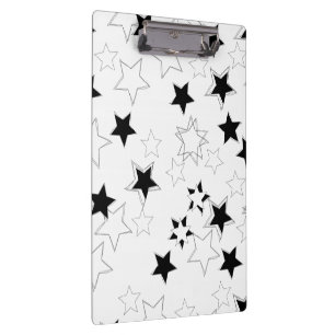 Cute Black & White Stars Clipboard 