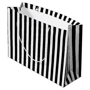 Cute black white stripe large gift bag