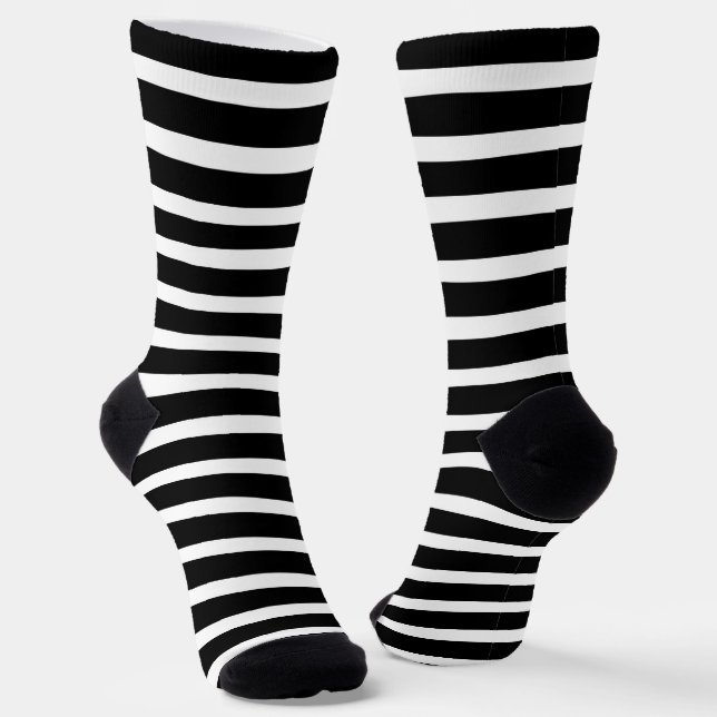 cute black white stripe pattern tiled socks (Angled)