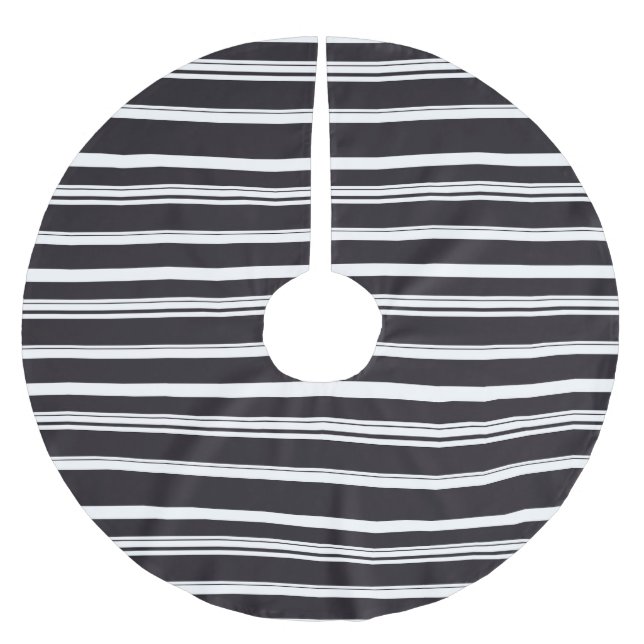 Cute black white stripes brushed polyester tree skirt (Front)