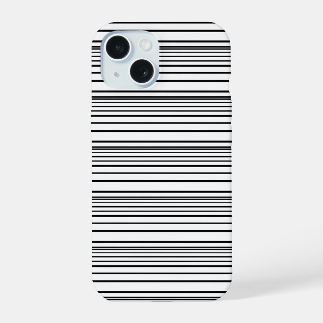 Cute black white stripes iPhone 15 case (Back)