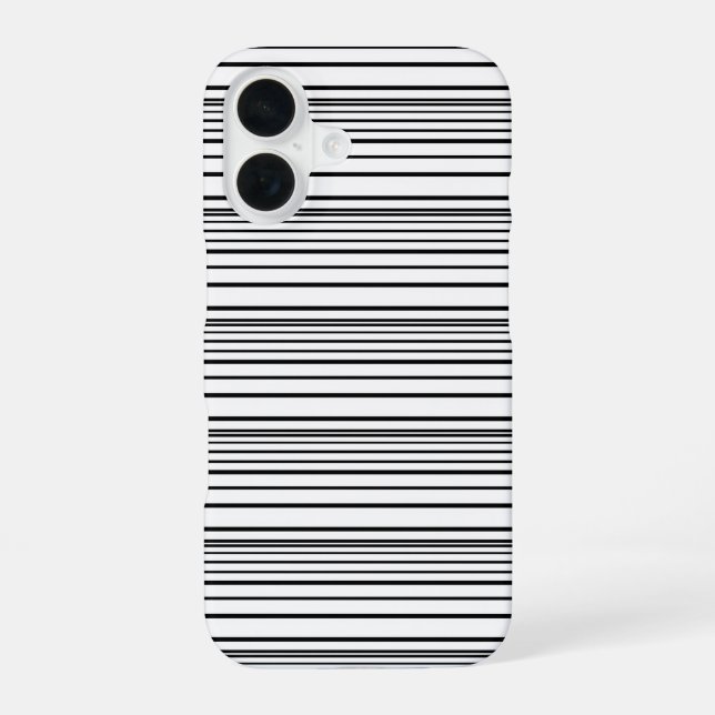 Cute black white stripes iPhone 16 case (Back)