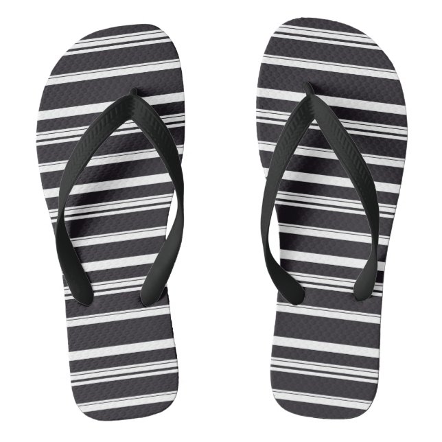 Cute black white stripes jandals (Footbed)