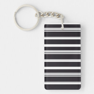 Cute black white stripes key ring