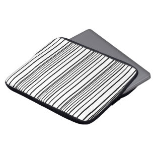 Cute black white stripes laptop sleeve