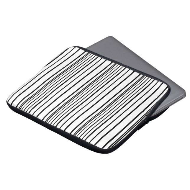Cute black white stripes laptop sleeve (Front Top)