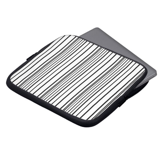 Cute black white stripes laptop sleeve (Front Top)