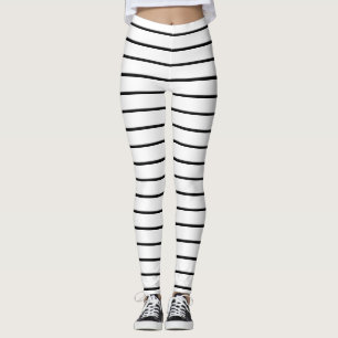 Cute black white stripes leggings