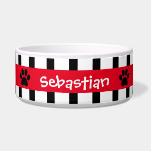 Cute Black & White Stripes w Red, Personalised