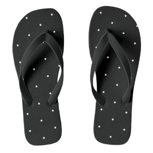 Cute black white tiny polka dots elegant chic jandals