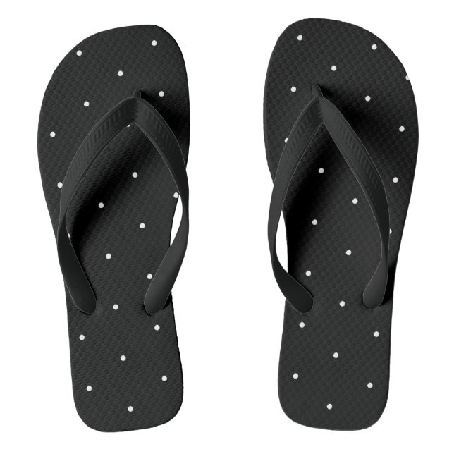 Cute black white tiny polka dots elegant chic jandals (Footbed)