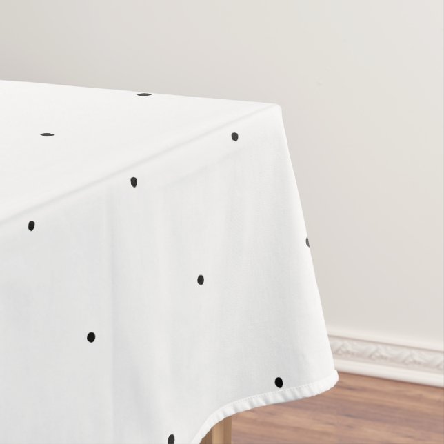 Cute Black white tiny polka dots elegant pattern Tablecloth (In Situ)