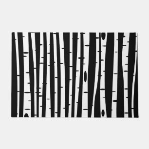 Cute black white tree pattern doormat