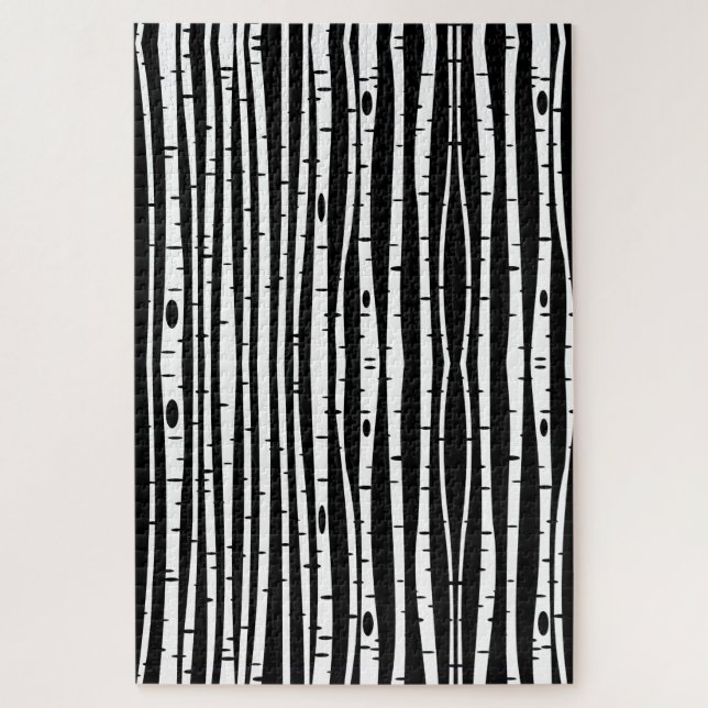 Cute black white tree pattern jigsaw puzzle (Vertical)