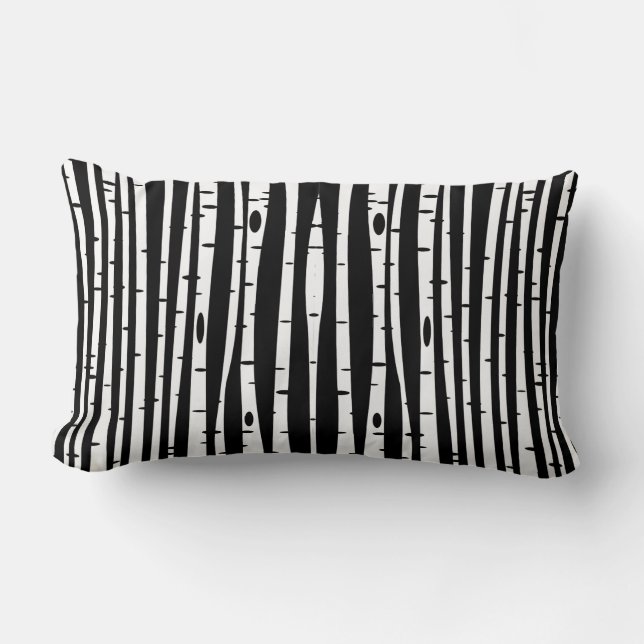 Cute black white tree pattern lumbar cushion (Front)