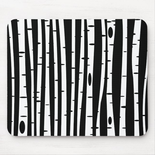 Cute black white tree pattern mouse pad (Front)