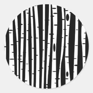 Cute black white tree pattern mouse pad drum stick classic round sticker