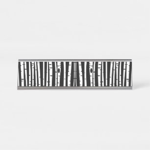 Cute black white tree pattern mouse pad drum stick desk name plate