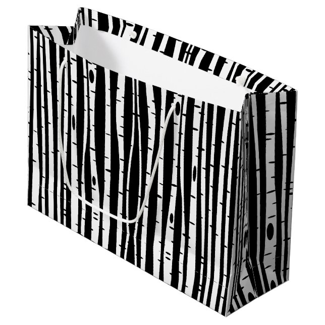 Cute black white tree pattern mouse pad drum stick large gift bag (Front Angled)