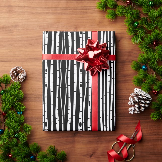 Cute black white tree pattern mouse pad drum stick wrapping paper (Holiday Gift)