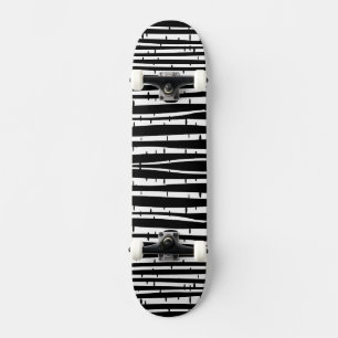 Cute black white tree pattern skateboard
