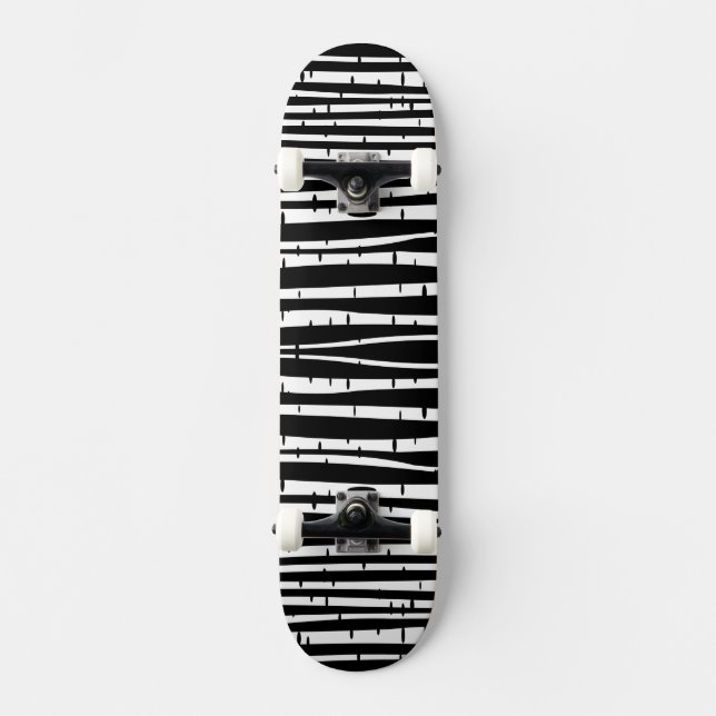 Cute black white tree pattern skateboard (Front)