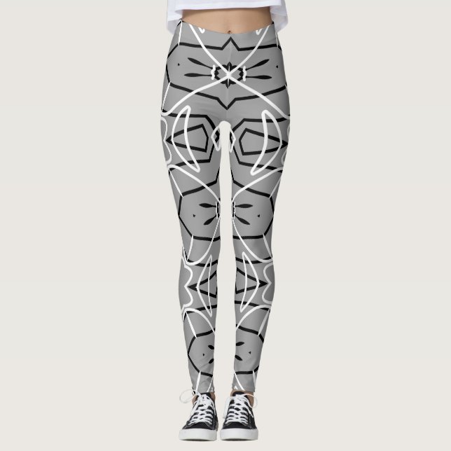 Cute black & white trendy "Ratti_Creative_Arts"  Leggings (Front)