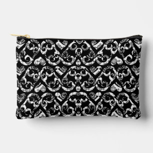 Cute black white vintage hearts background design accessory pouch