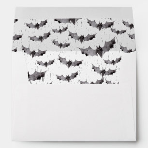Cute Black & White Watercolor Bat Spooky Halloween Envelope