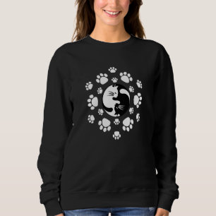 Cute Black & White Yin Yang Cats Paw Print Mandala Sweatshirt