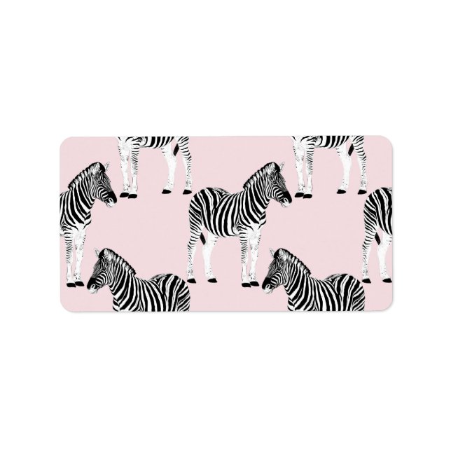Cute Black White Zebra Animal Pink Design Label (Front)