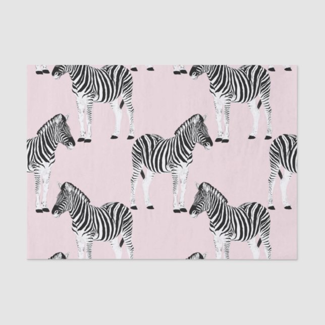 Cute Black White Zebra Animal Pink Design Tissue Paper (Front)