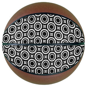 Cute black white zigzag circles design basketball
