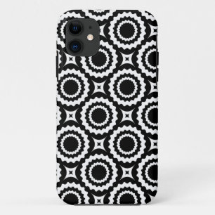 Cute black white zigzag circles pattern Case-Mate iPhone case
