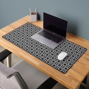 Cute black white zigzag circles pattern desk mat