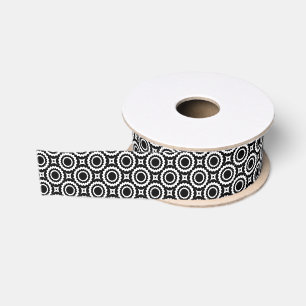 Cute black white zigzag circles pattern grosgrain ribbon